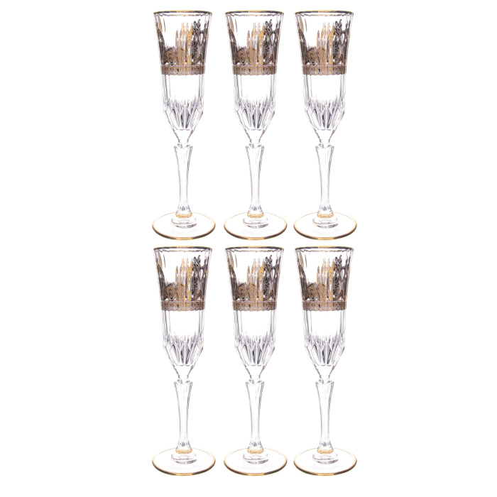 A set of crystal champagne glasses Art Deco` Coll.Orhidea for 6 people